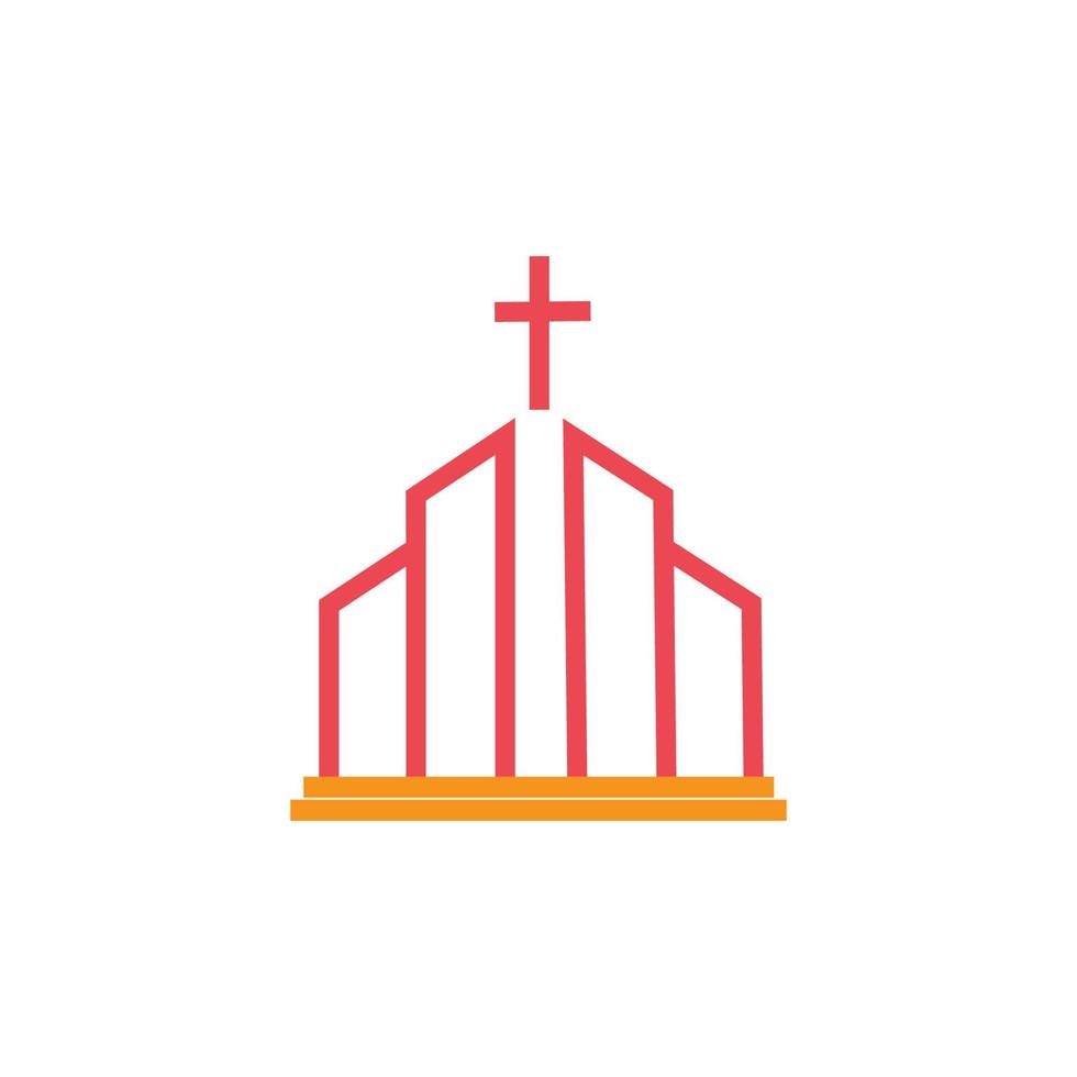 kirche christliche linie kunst logo design, christliche symbole. vektor