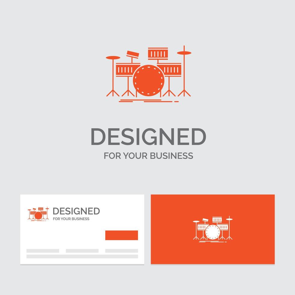 Business-Logo-Vorlage für Trommel. Schlagzeug. Instrument. Bausatz. Musical. orange visitenkarten mit markenlogo-vorlage. vektor