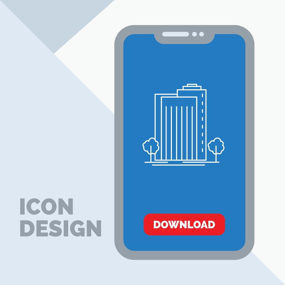 Gebäude. grün. Pflanze. Stadt. Smart-Line-Symbol im Handy für Download-Seite vektor