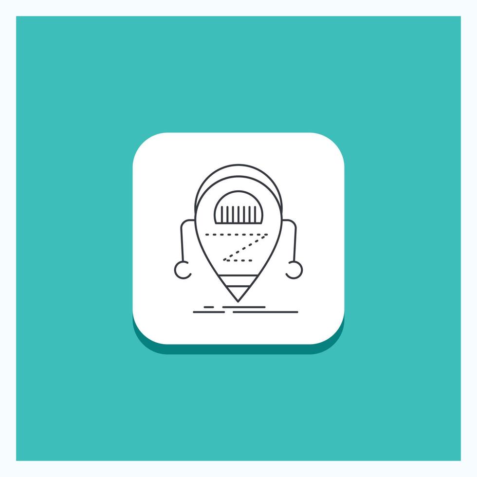 runder Knopf für Android. Beta. Droide. Roboter. Technologie Liniensymbol türkisfarbenen Hintergrund vektor