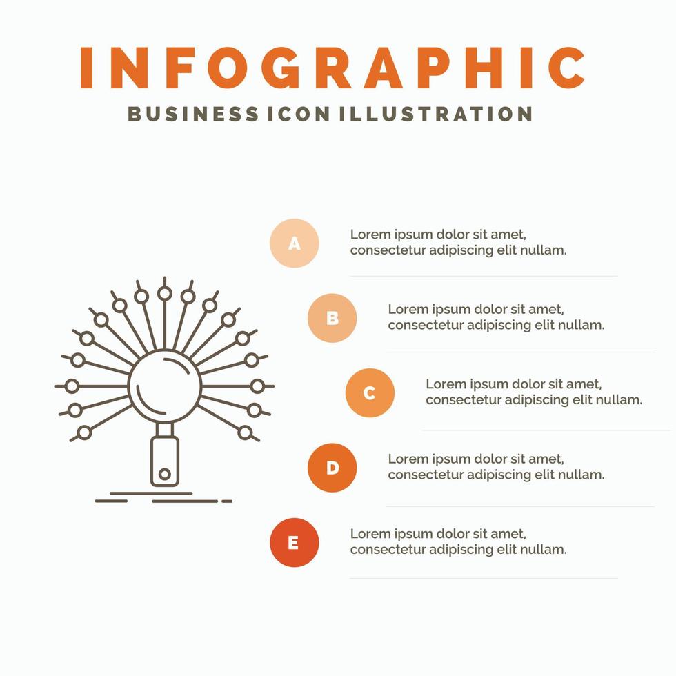 data. information. informativt. nätverk. hämtning infographics mall för hemsida och presentation. linje grå ikon med orange infographic stil vektor illustration