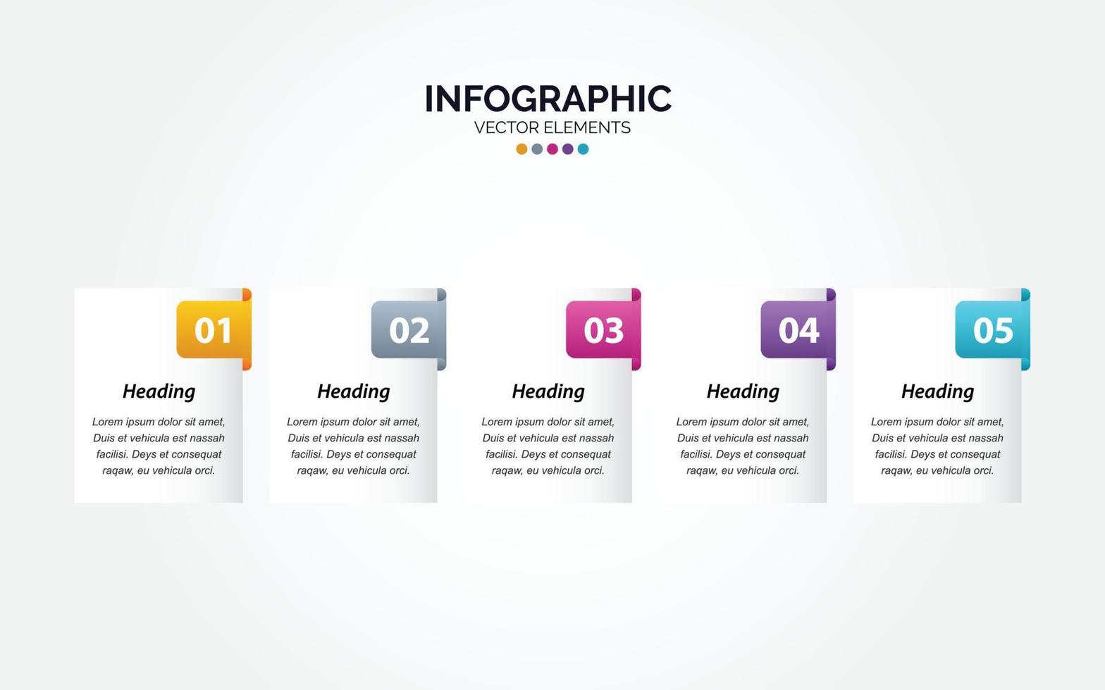 5 steg företag horisontell infographic mall vektor