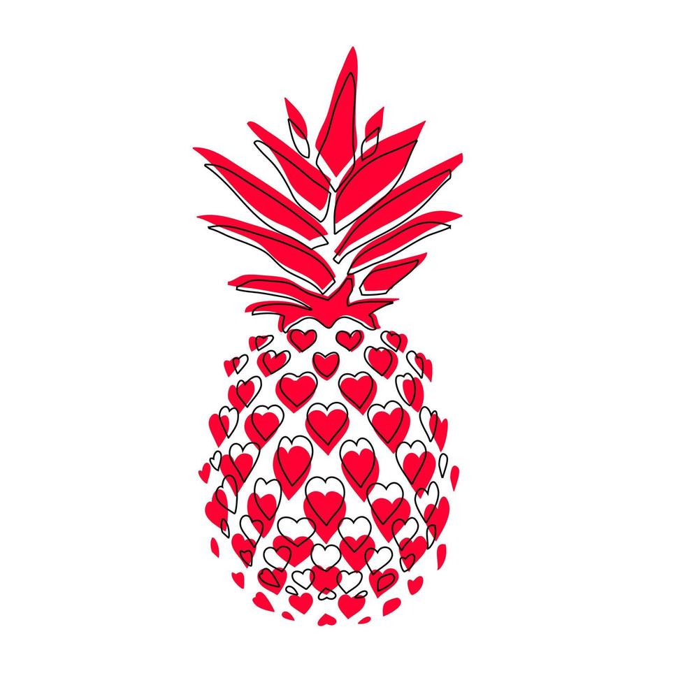 ananas. hand dragen vektor illustration isolerat på vit, logotyp, t-shirt design.