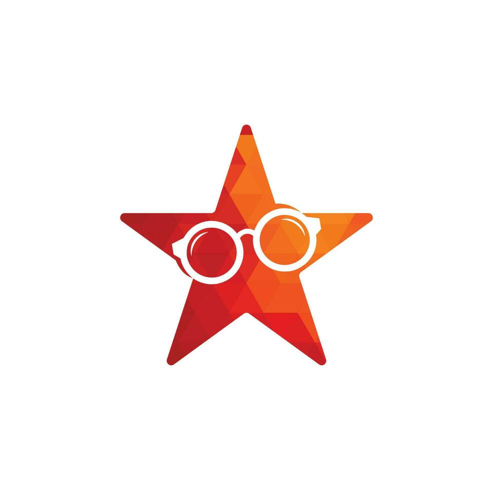 glasögon stjärna form begrepp logotyp design. glasögon ikon design mall vektor