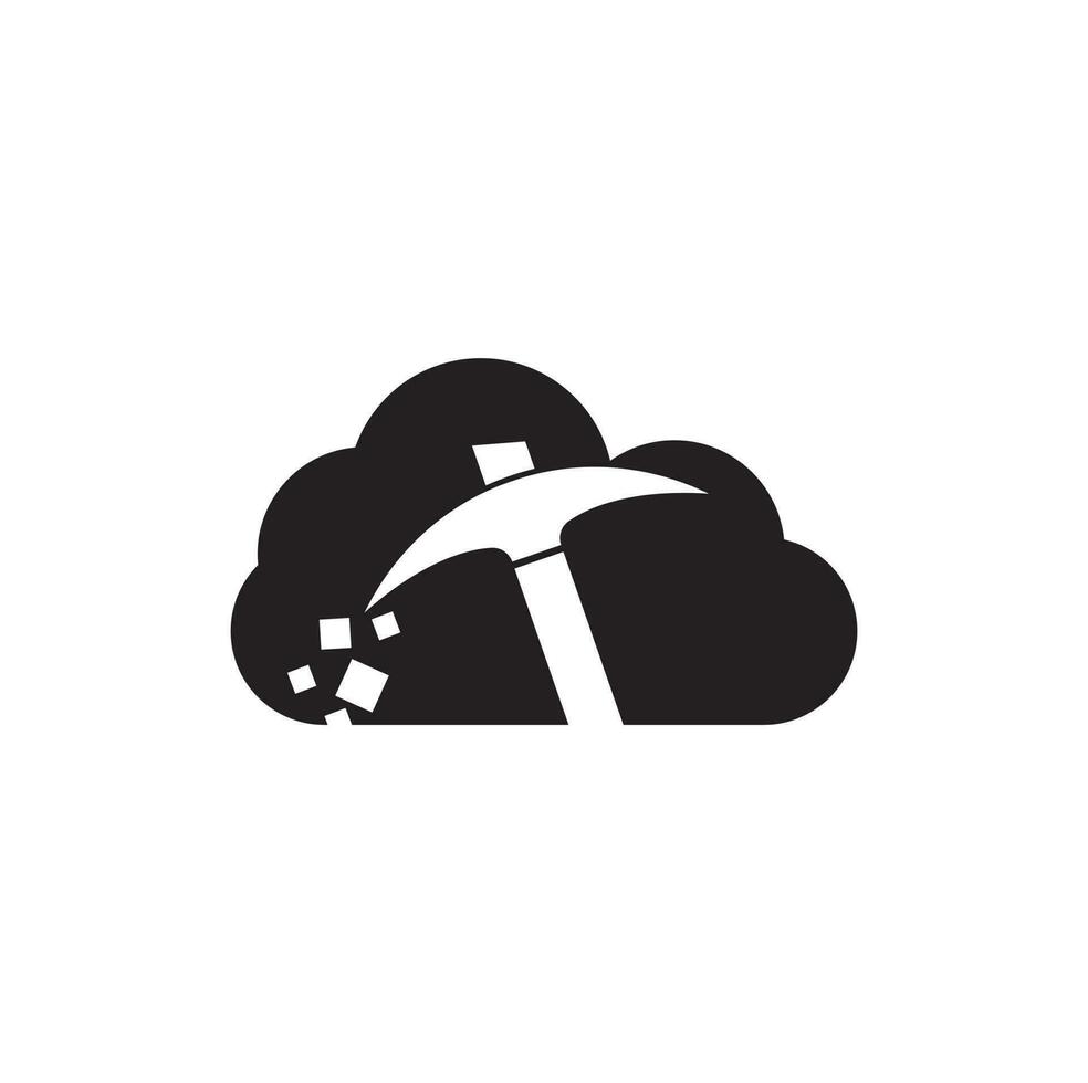 Bergbau-Wolkenform-Konzept-Logo-Design. Designvorlage für das Logo der Bergbauindustrie. vektor