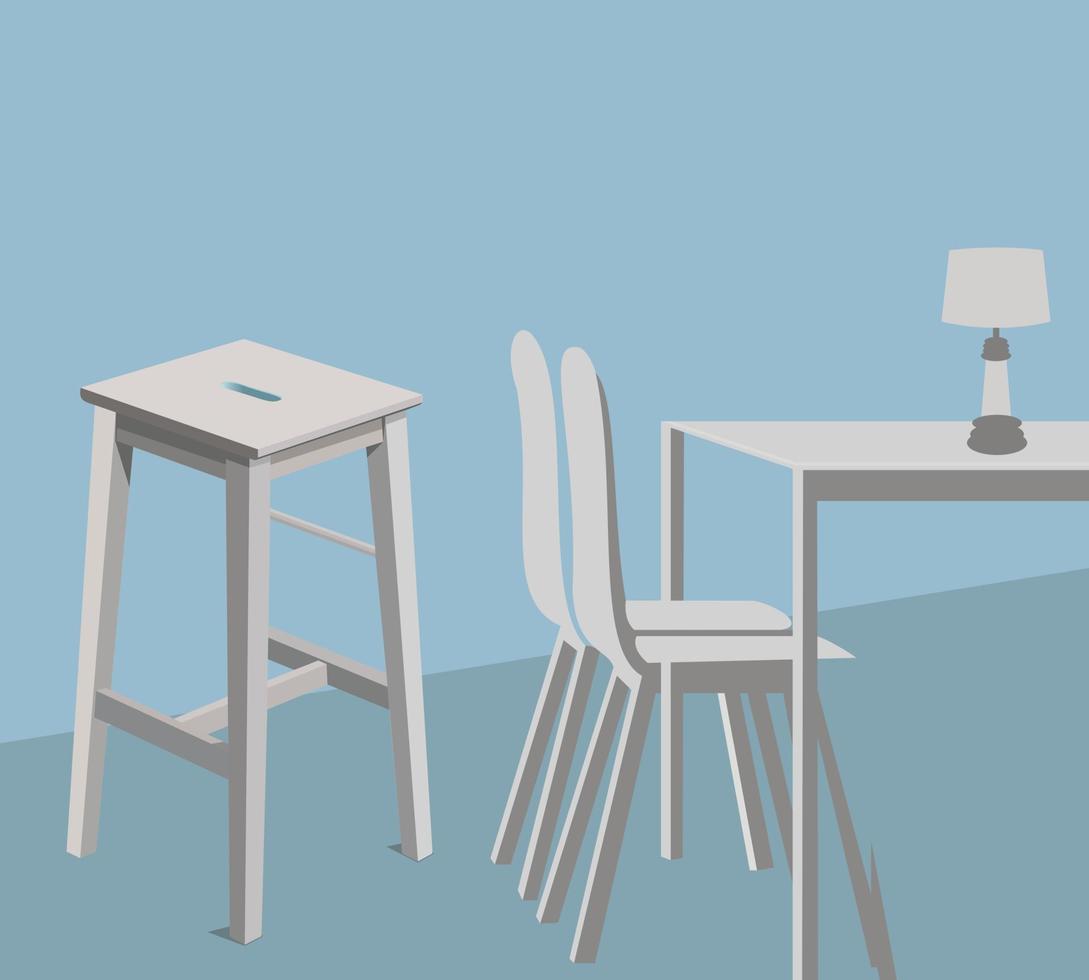 klassisches und modernes Design von Tischstühlen und Hockern. Möbelstück für Cafeteria, Restaurant. vektor