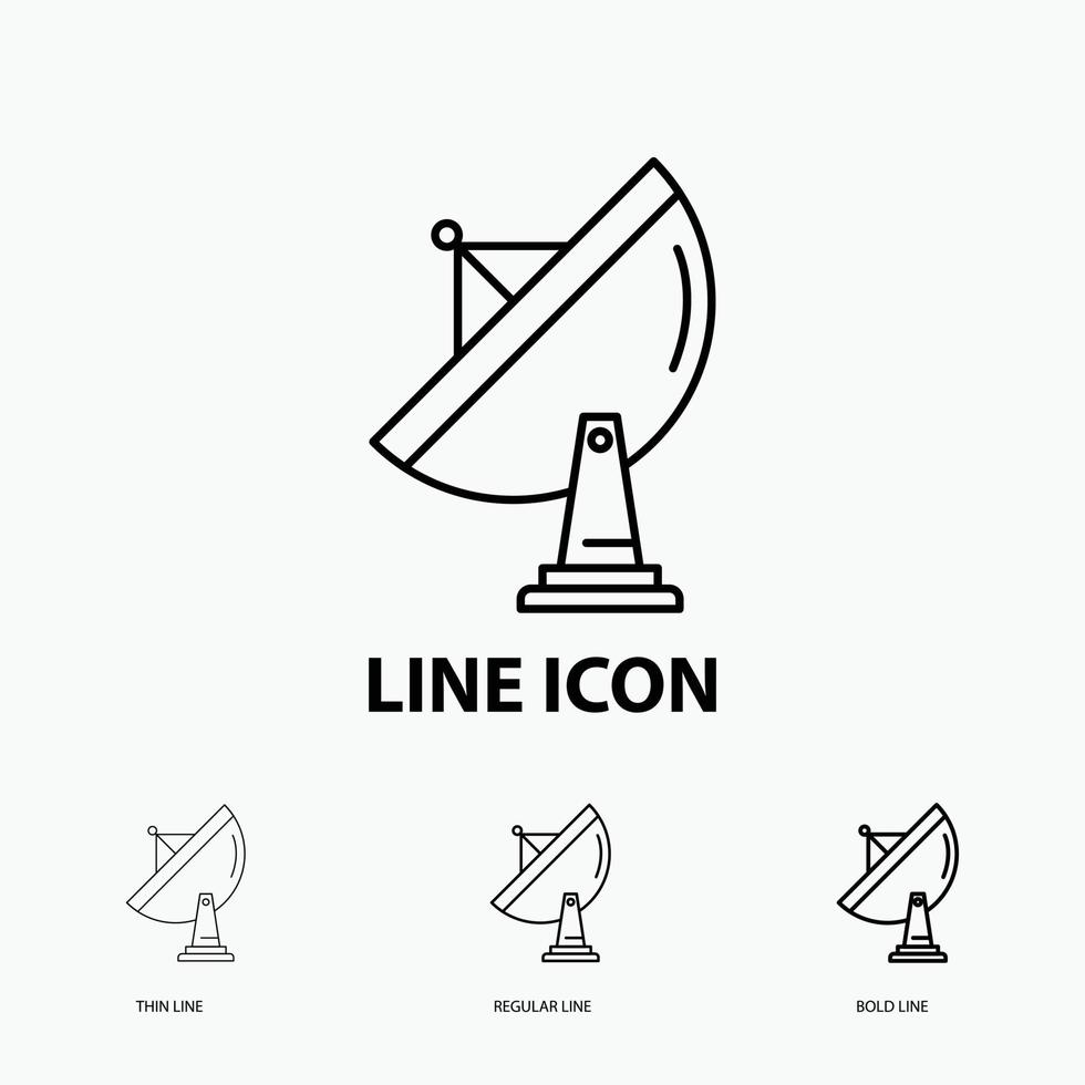 Satellit. Antenne. Radar. Platz. Tellersymbol in dünn. regelmäßiger und fetter Linienstil. Vektor-Illustration vektor