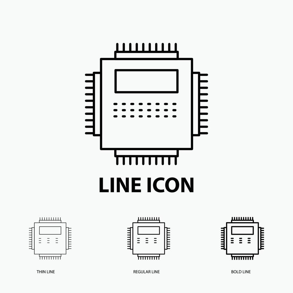 Prozessor. Hardware. Computer. Stk. Technologie-Ikone in dünn. regelmäßiger und fetter Linienstil. Vektor-Illustration vektor