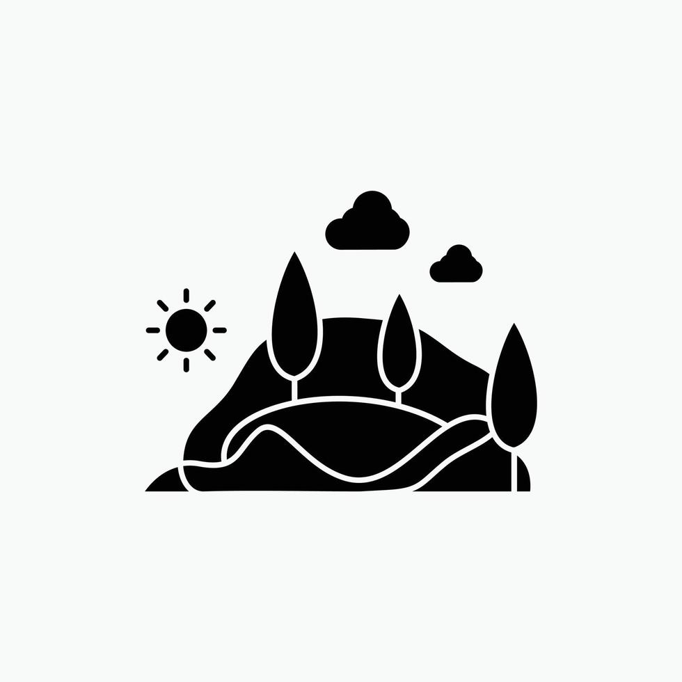 . hügel. Landschaft. Natur. Berg. Baum-Glyphe-Symbol. vektor isolierte illustration