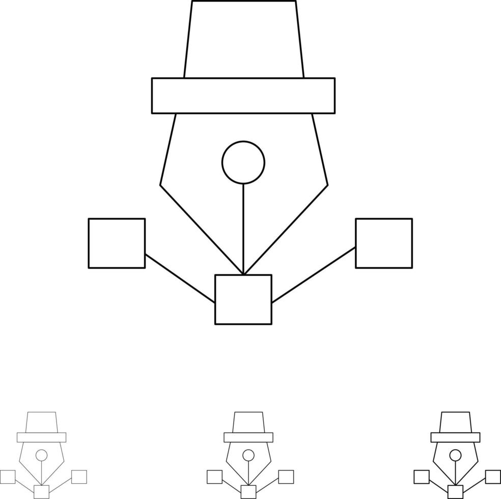 Stiftzeichnung Kunstdesign Zeichnen Sie fette und dünne schwarze Liniensymbole vektor