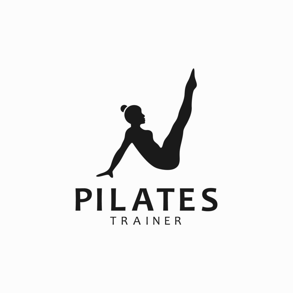 pilates logotyp, kvinna håller på med pilates rörelse vektor