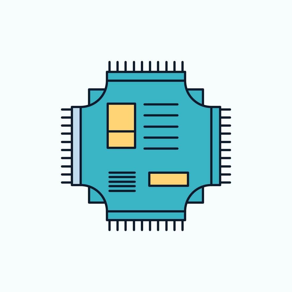 chip. cpu. mikrochip. processor. teknologi platt ikon. grön och gul tecken och symboler för hemsida och mobil tillämpning. vektor illustration