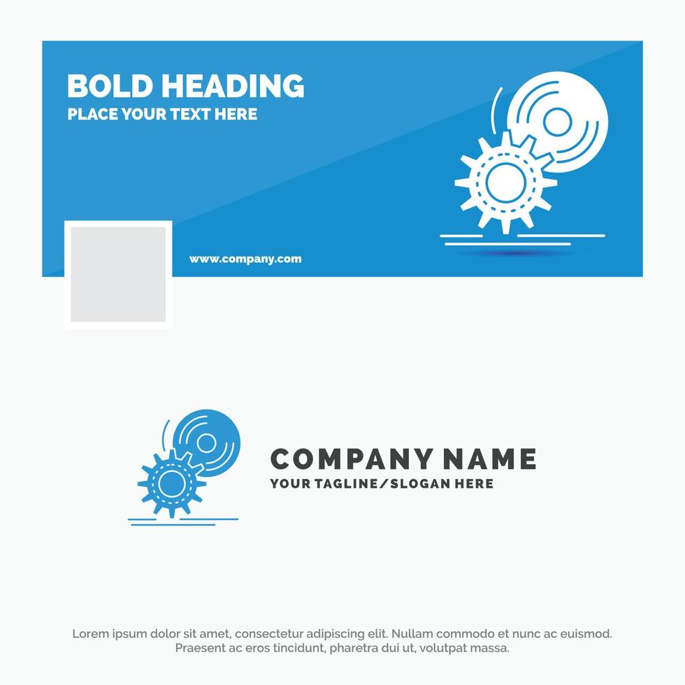 blaue Business-Logo-Vorlage für CD. Rabatt. Installieren. Software. DVD. Facebook-Timeline-Banner-Design. Vektor-Web-Banner-Hintergrund-Illustration vektor