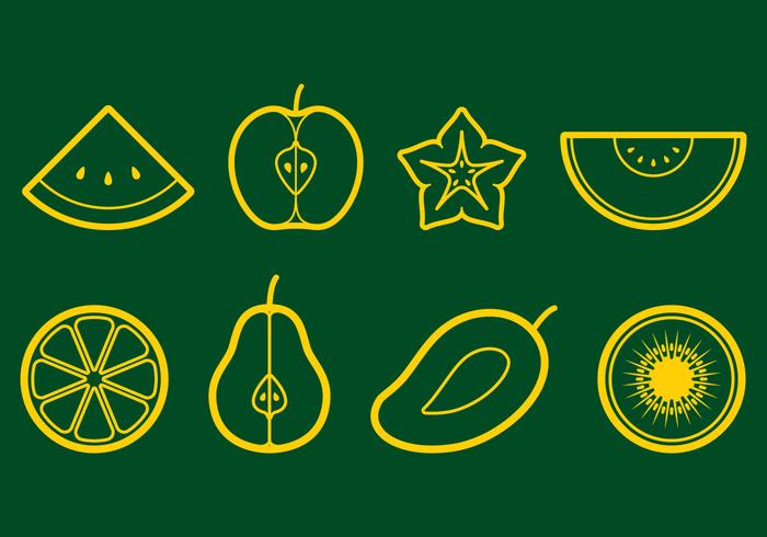 Frukt ikonuppsättning vektor