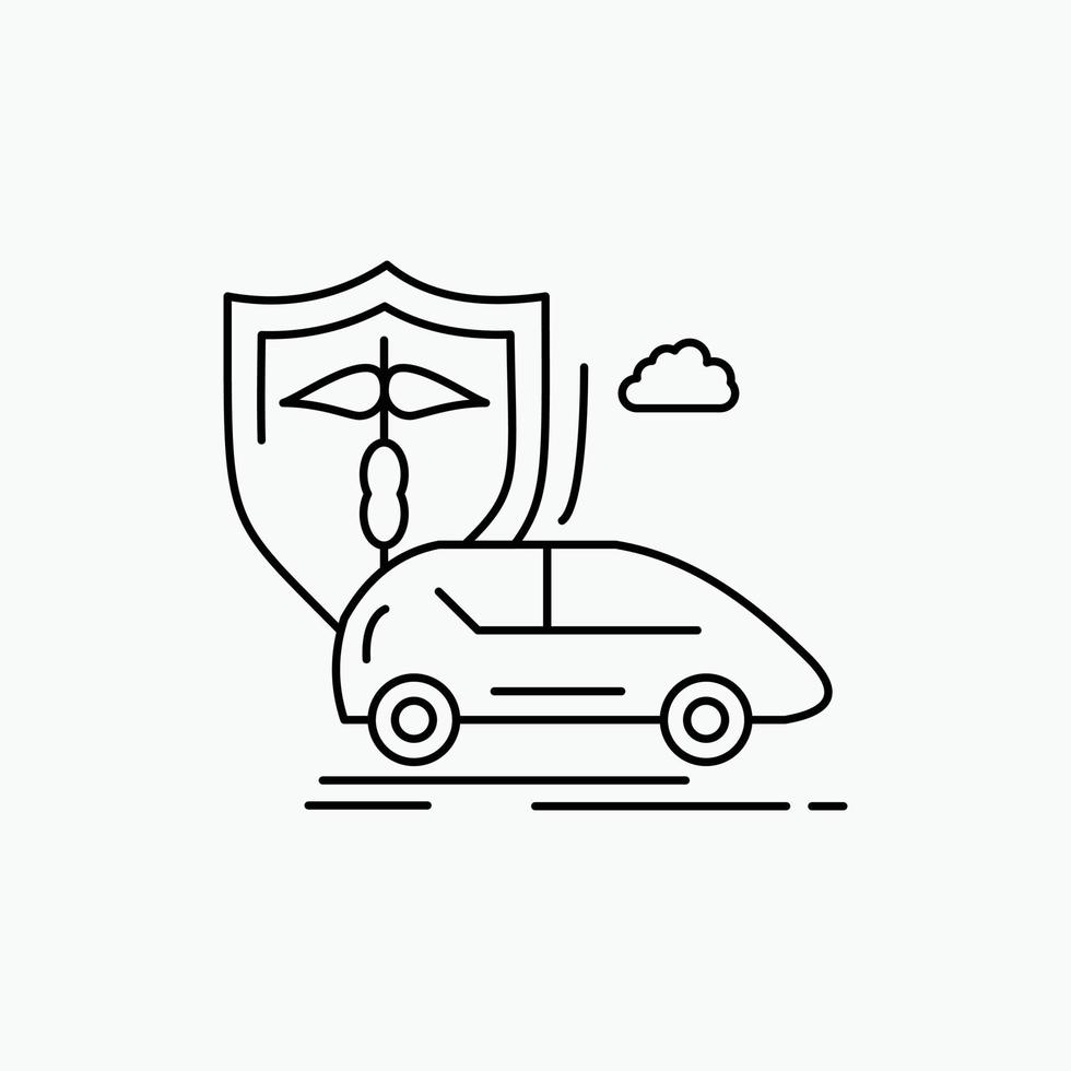 bil. hand. försäkring. transport. säkerhet linje ikon. vektor isolerat illustration
