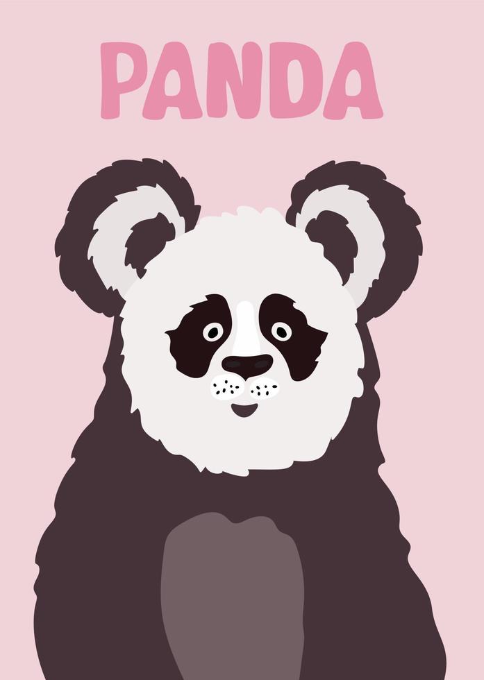 süßes Porträt von Panda. lustiger Kindertierdruck. vektor