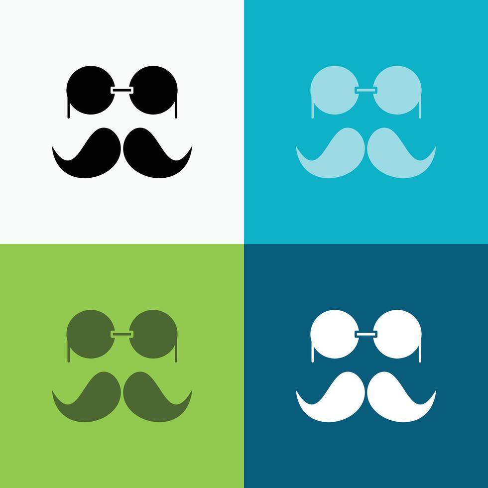 Schnurrbart. Hipster. Umzug. Brille. Männer-Symbol über verschiedenen Hintergrund. Design im Glyphen-Stil. entwickelt für Web und App. eps 10-Vektorillustration vektor