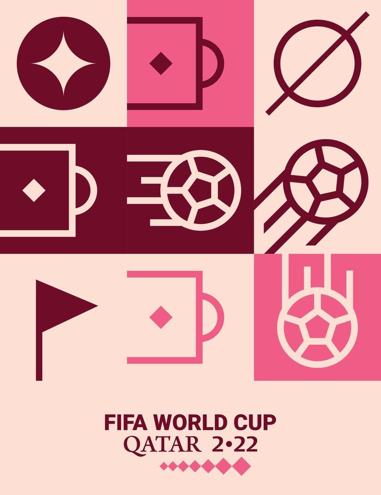 geometrisches plakat fußball doha katar 2022 kreativ. Hintergrund der Fußball-Web-Flyer-Vorlage vektor