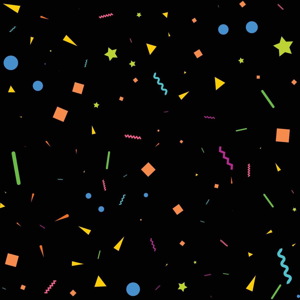 färgrik konfetti. vektor festlig illustration av faller skinande konfetti isolerat på svart svart bakgrund. Semester dekorativ glitter element för design