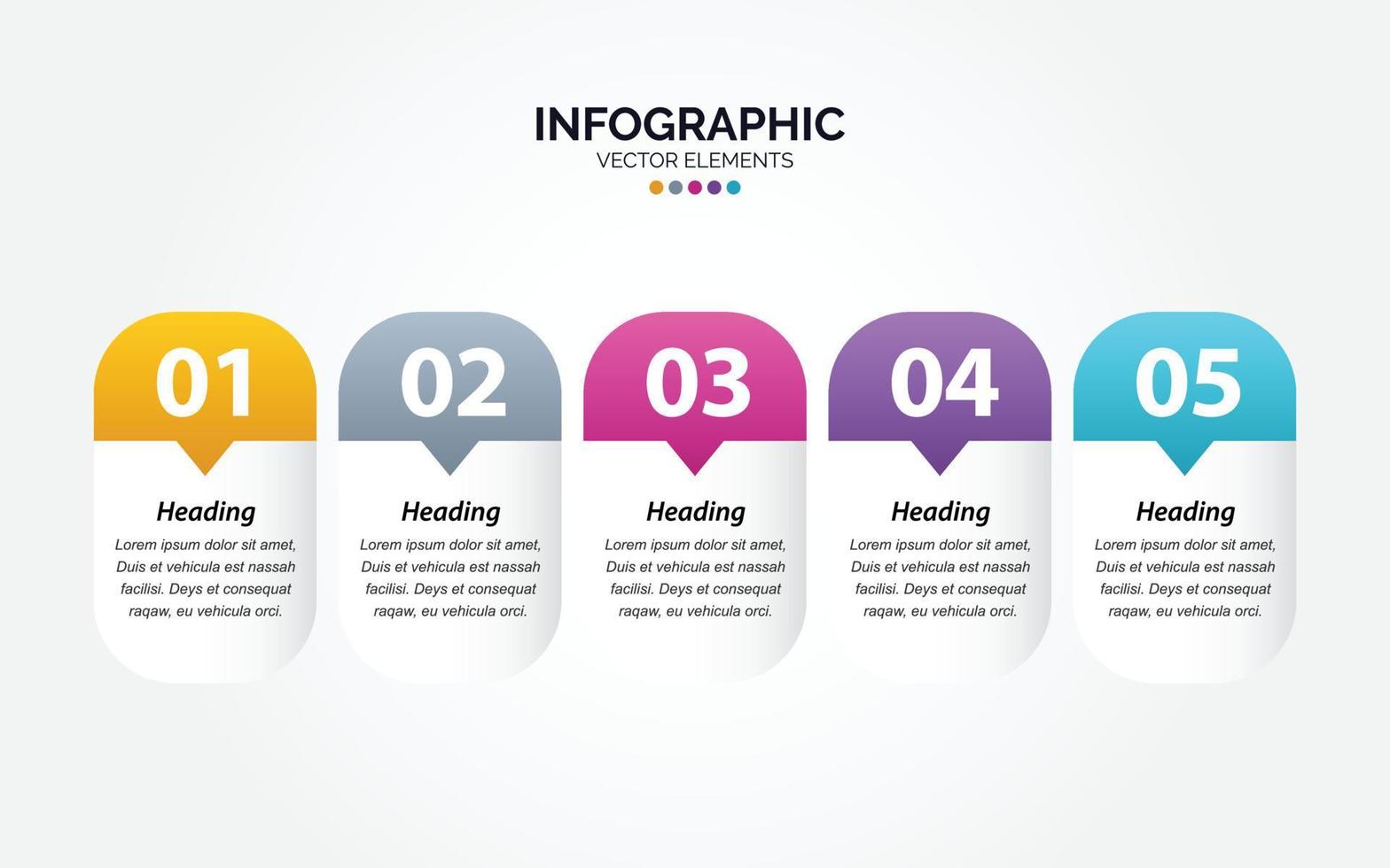 företag tidslinje Diagram mall horisontell infographic 5 steg vektor illustration