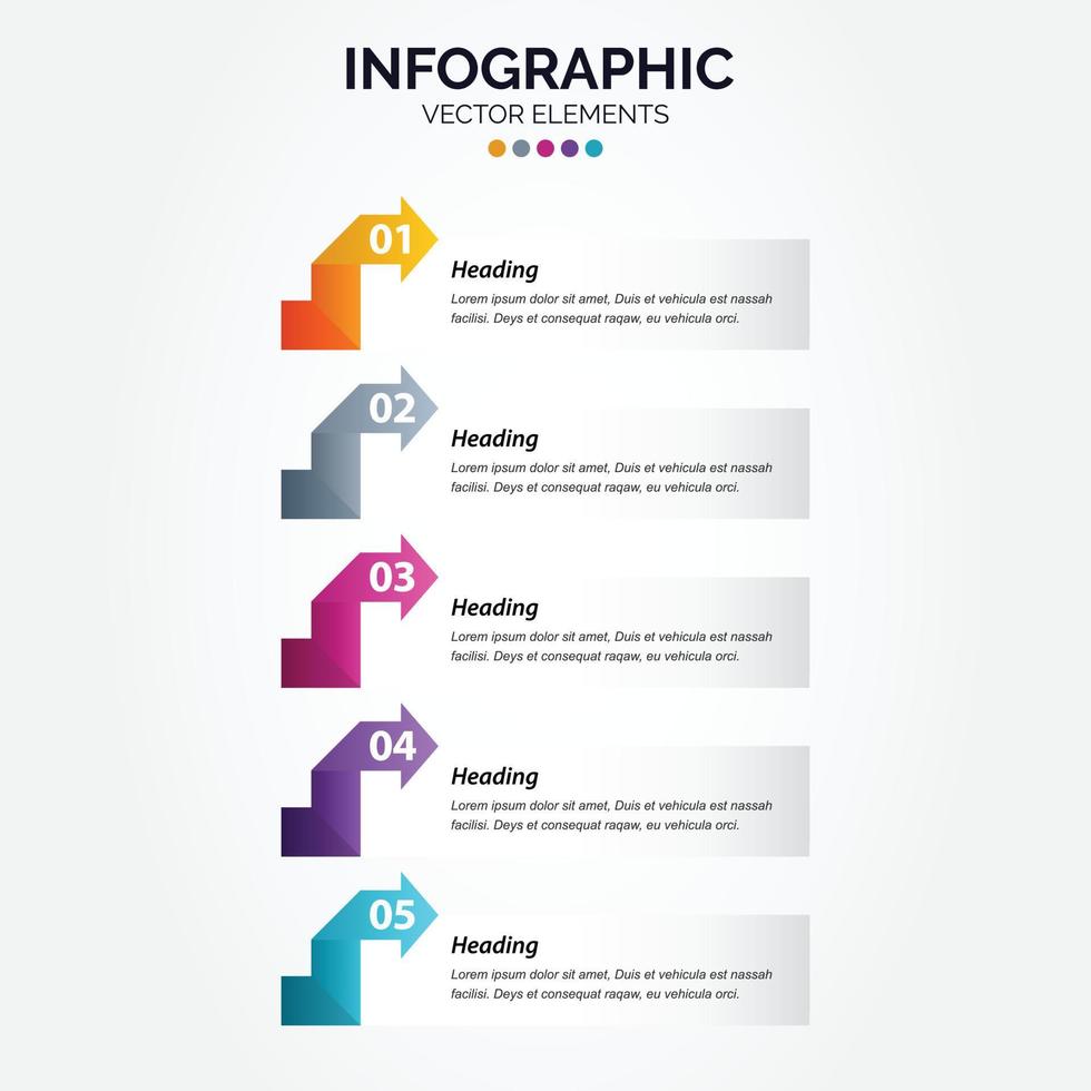 vertikale Infografik-Vorlage für das Präsentationsgeschäft mit 5 Optionen, Vektorgrafik vektor