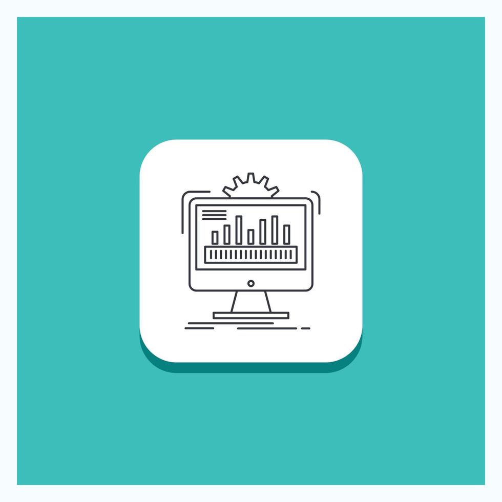 runder Knopf für Dashboard. Administrator. Monitor. Überwachung. Bearbeitungszeilensymbol türkisfarbener Hintergrund vektor