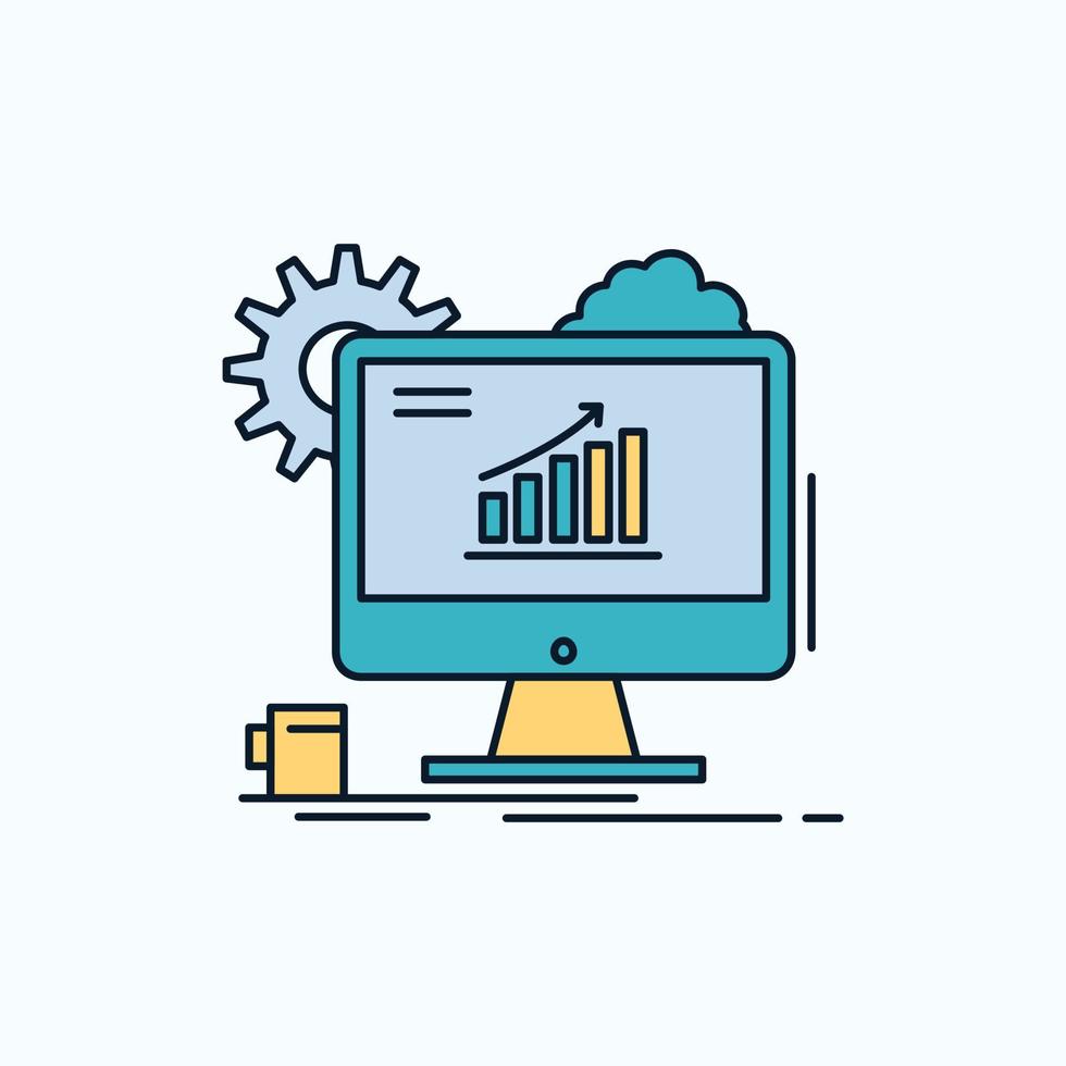 Analytik. Diagramm. seo. Netz. Einstellung flaches Symbol. grünes und gelbes zeichen und symbole für website und mobile anwendung. Vektor-Illustration vektor