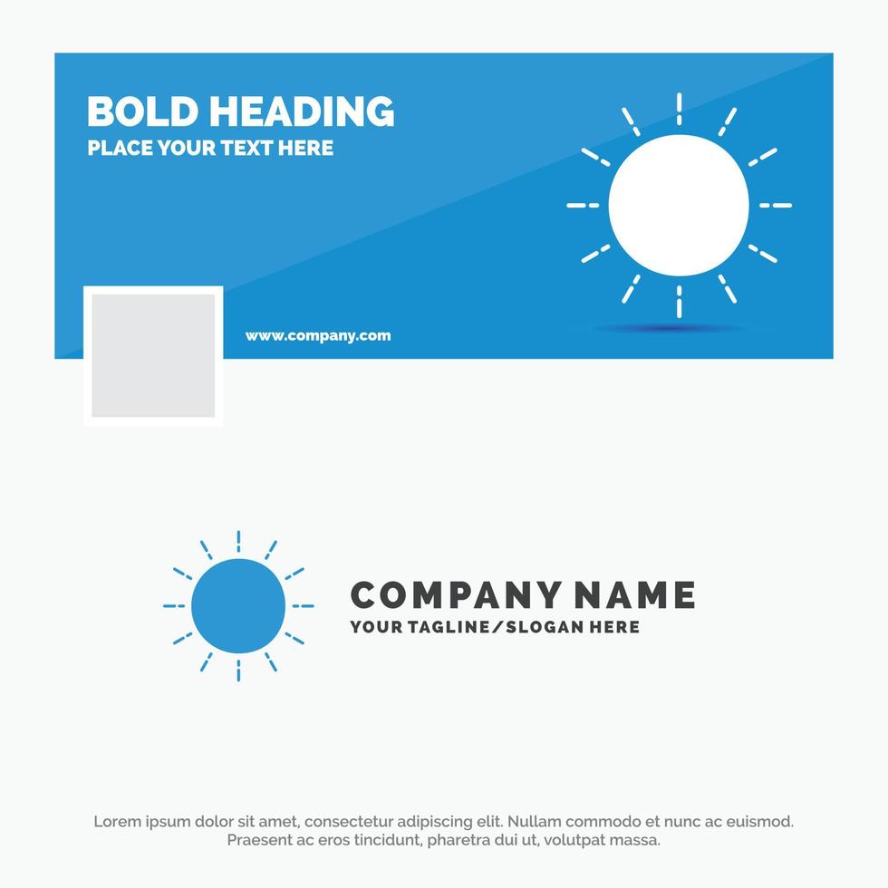 blå företag logotyp mall för Sol. väder. solnedgång. soluppgång. sommar. Facebook tidslinje baner design. vektor webb baner bakgrund illustration