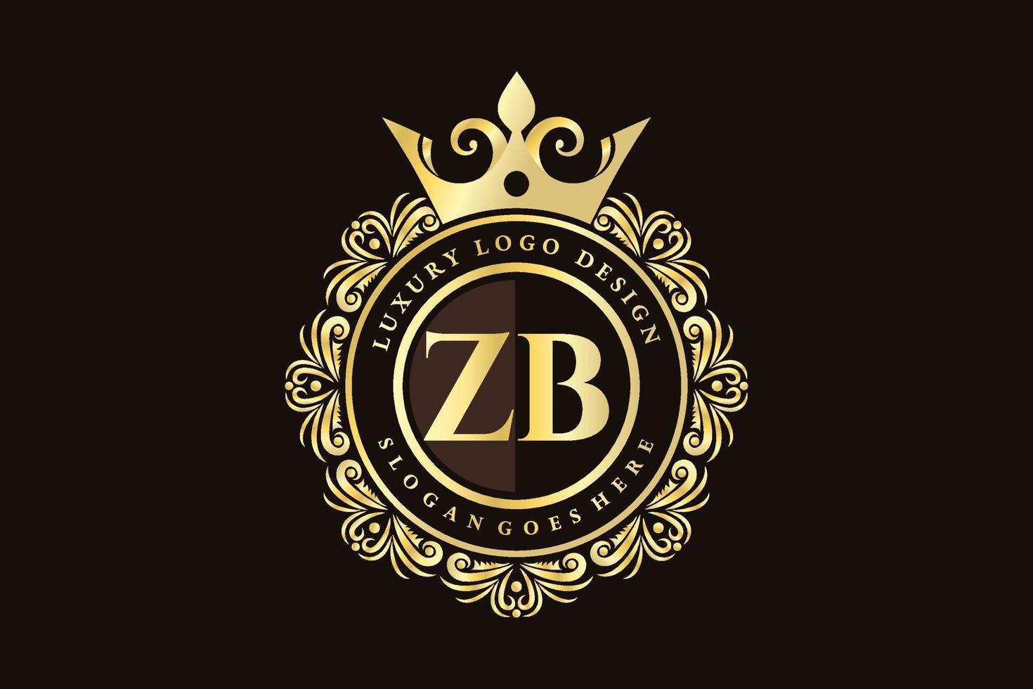 zb första brev guld calligraphic feminin blommig hand dragen heraldisk monogram antik årgång stil lyx logotyp design premie vektor