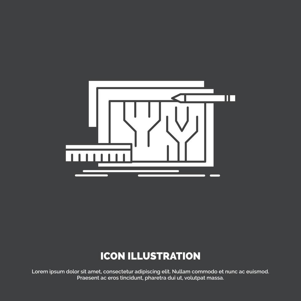 arkitektur. plan. krets. design. teknik ikon. glyf vektor symbol för ui och ux. hemsida eller mobil Ansökan