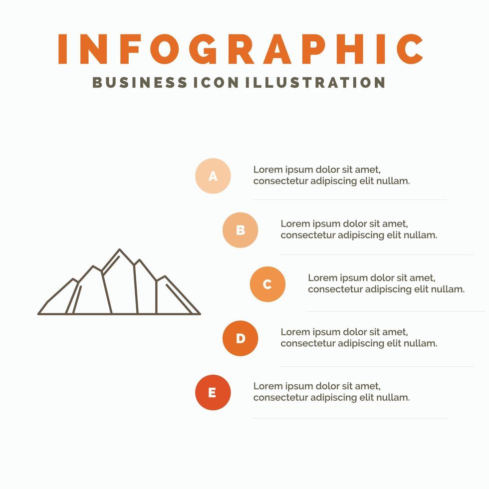 hügel. Landschaft. Natur. Berg. Szene-Infografik-Vorlage für Website und Präsentation. Linie graues Symbol mit orangefarbener Infografik-Stil-Vektorillustration vektor