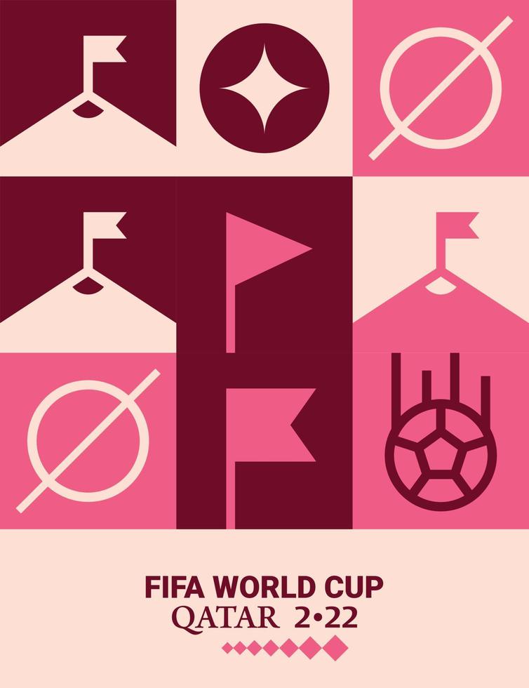 geometrisches plakat fußball doha katar 2022 kreativ. Hintergrund der Fußball-Web-Flyer-Vorlage vektor