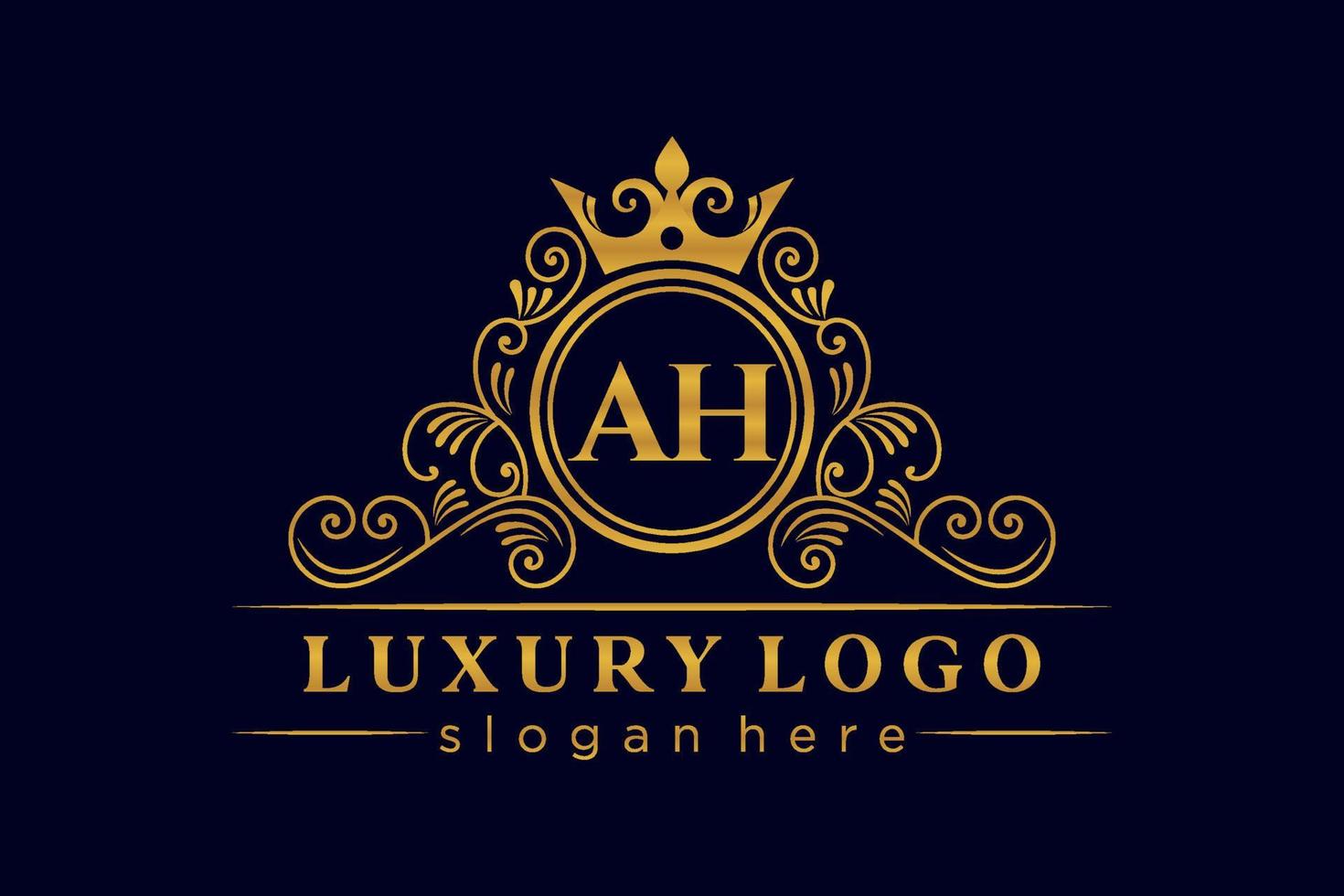 ah anfangsbuchstabe gold kalligrafisch feminin floral handgezeichnet heraldisch monogramm antik vintage stil luxus logo design premium vektor