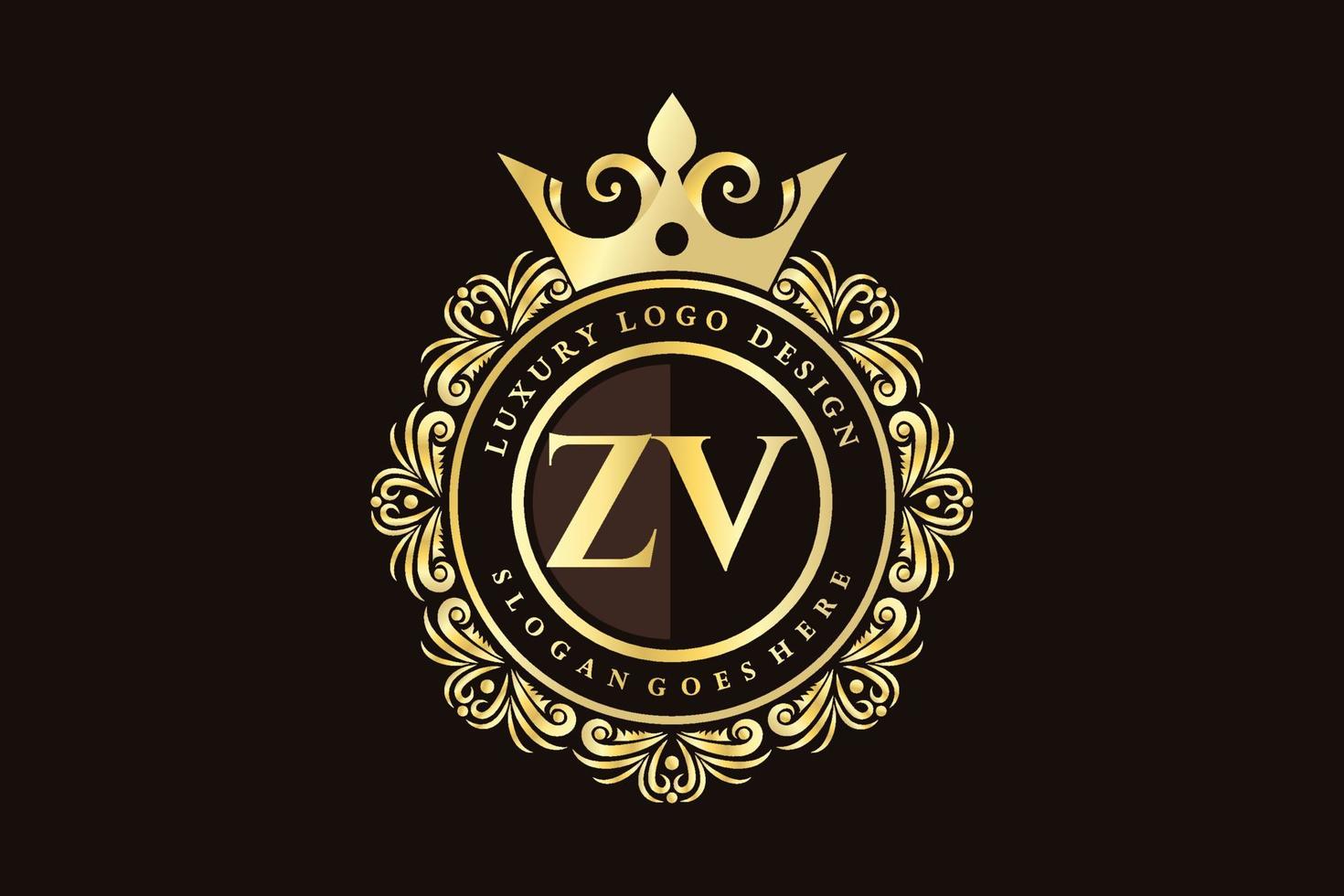zv anfangsbuchstabe gold kalligrafisch feminin floral handgezeichnet heraldisch monogramm antik vintage stil luxus logo design premium vektor