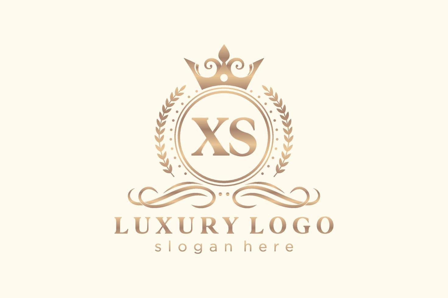 Royal Luxury Logo-Vorlage mit anfänglichem xs-Buchstaben in Vektorgrafiken für Restaurant, Lizenzgebühren, Boutique, Café, Hotel, Heraldik, Schmuck, Mode und andere Vektorillustrationen. vektor