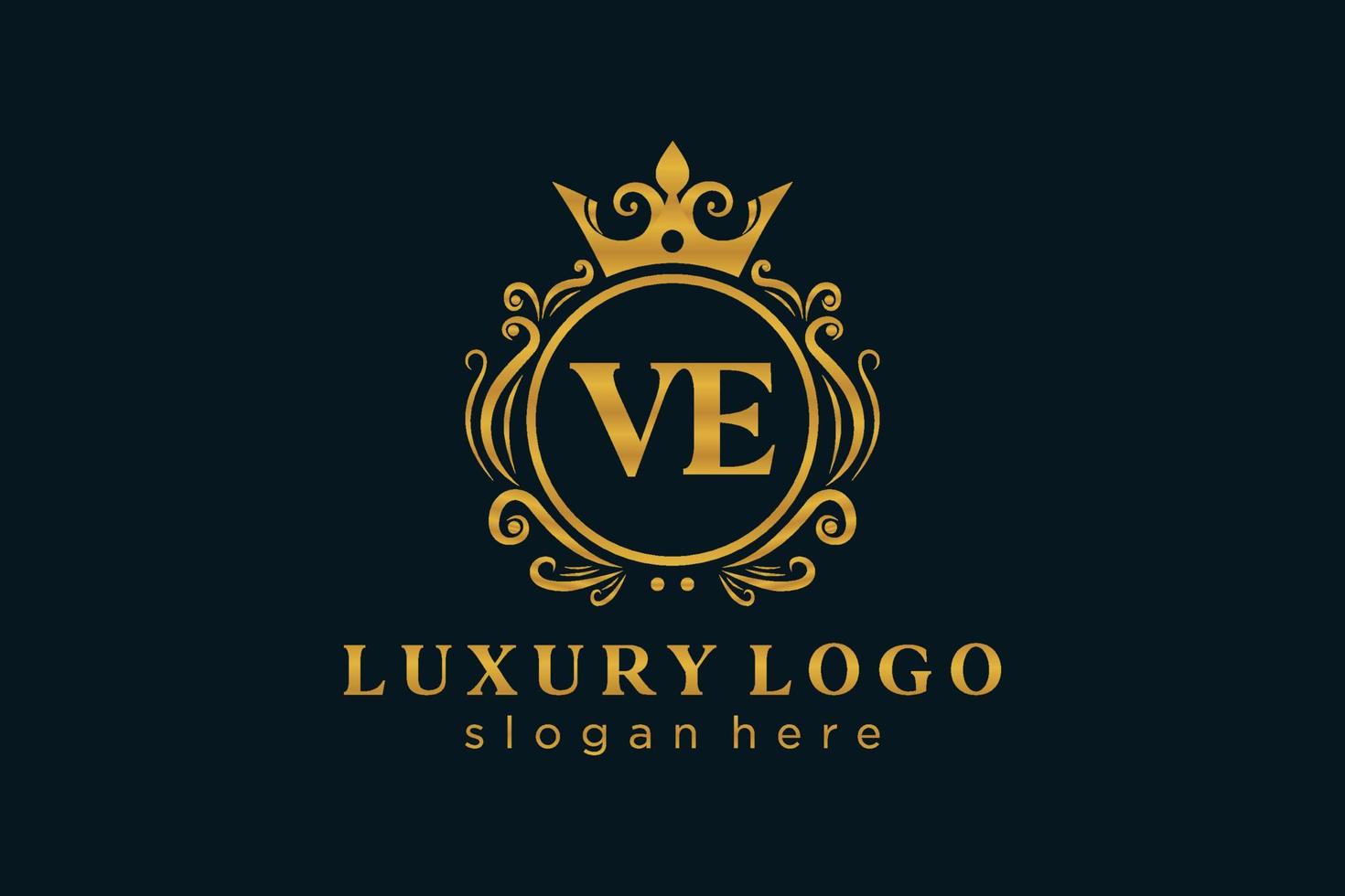 Anfangsbuchstabe ve Royal Luxury Logo Vorlage in Vektorgrafiken für Restaurant, Lizenzgebühren, Boutique, Café, Hotel, heraldisch, Schmuck, Mode und andere Vektorillustrationen. vektor