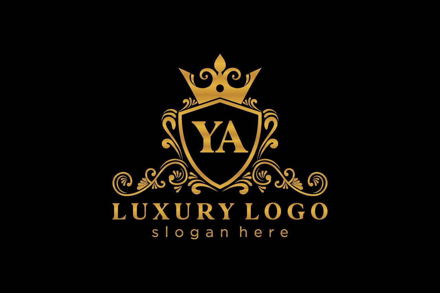 första ya brev kunglig lyx logotyp mall i vektor konst för restaurang, kungligheter, boutique, Kafé, hotell, heraldisk, Smycken, mode och Övrig vektor illustration.