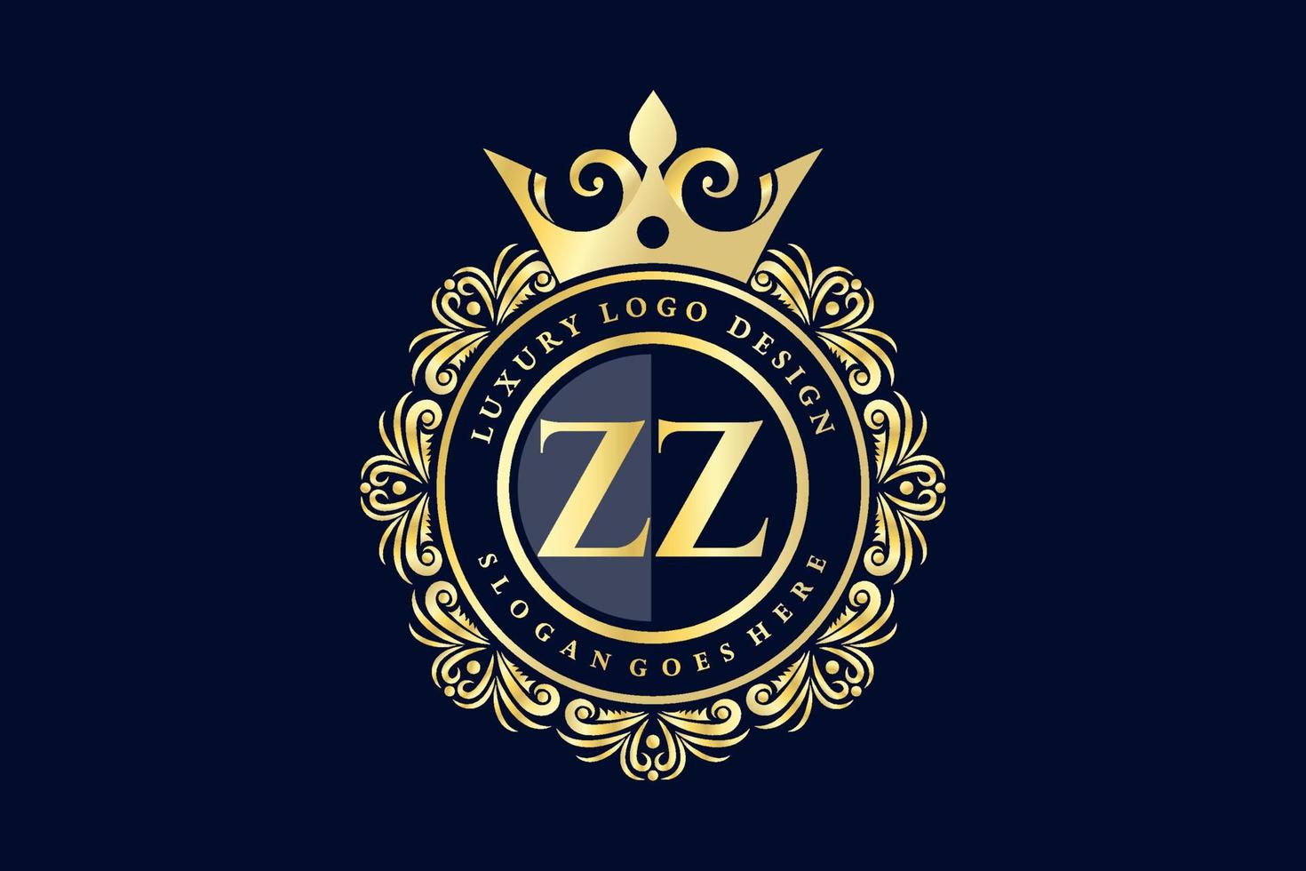 zz anfangsbuchstabe gold kalligrafisch feminin floral handgezeichnet heraldisch monogramm antik vintage stil luxus logo design premium vektor