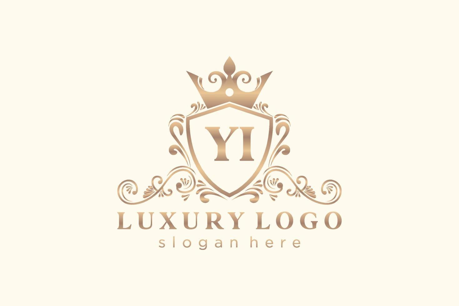 första yi brev kunglig lyx logotyp mall i vektor konst för restaurang, kungligheter, boutique, Kafé, hotell, heraldisk, Smycken, mode och Övrig vektor illustration.