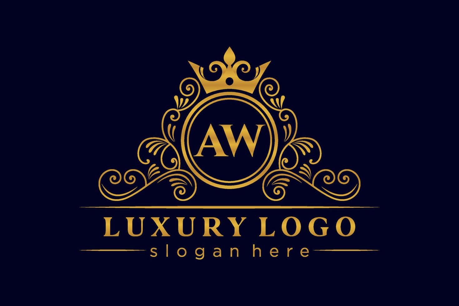 aw anfangsbuchstabe gold kalligrafisch feminin floral handgezeichnet heraldisch monogramm antik vintage stil luxus logo design premium vektor