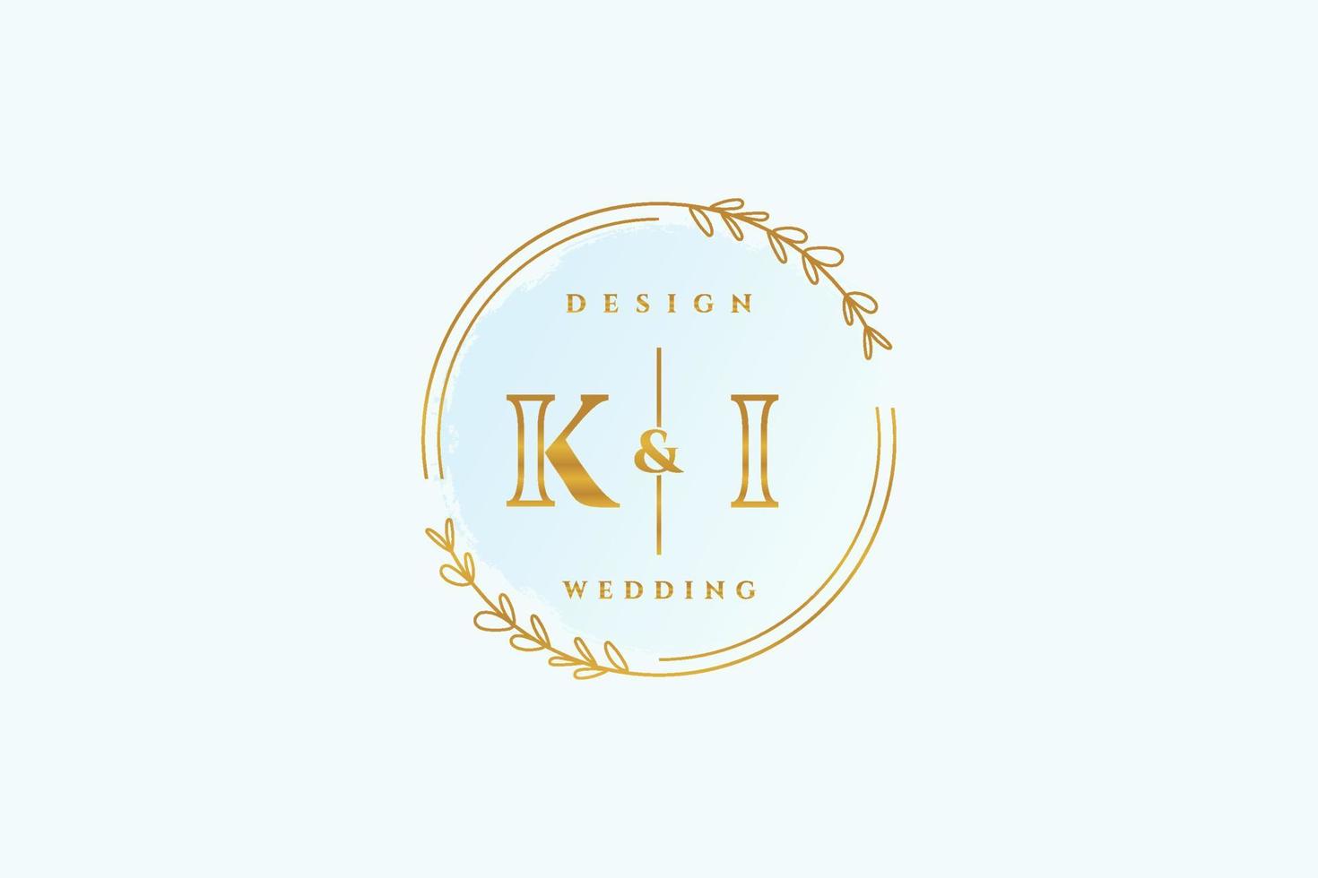 anfängliches ki-schönheitsmonogramm und elegantes logo-design handschriftlogo der ersten unterschrift, hochzeit, mode, blumen und botanik mit kreativer vorlage. vektor