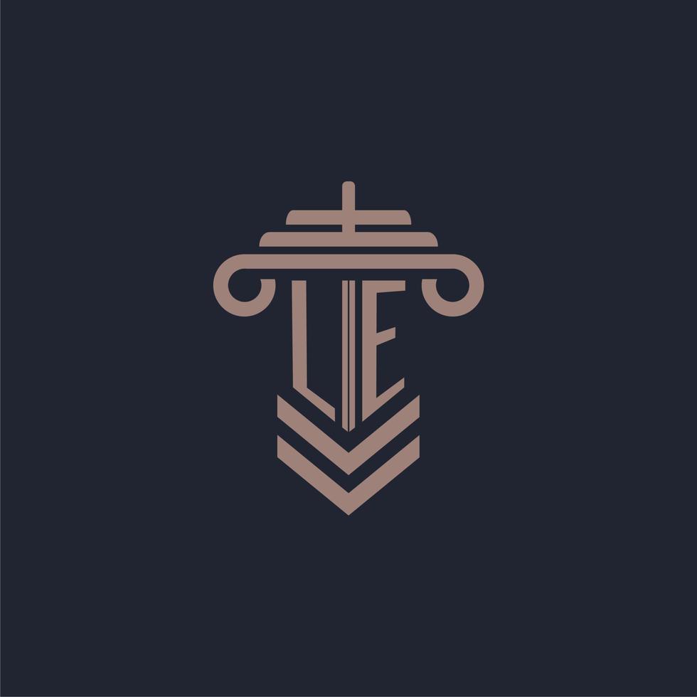 le Anfangsmonogramm-Logo mit Säulendesign für Anwaltskanzlei-Vektorbild vektor