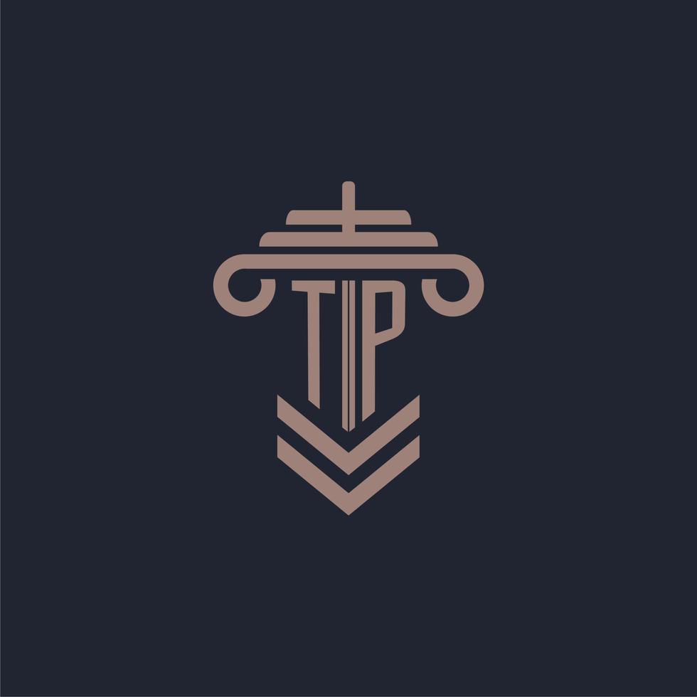 tp första monogram logotyp med pelare design för lag fast vektor bild