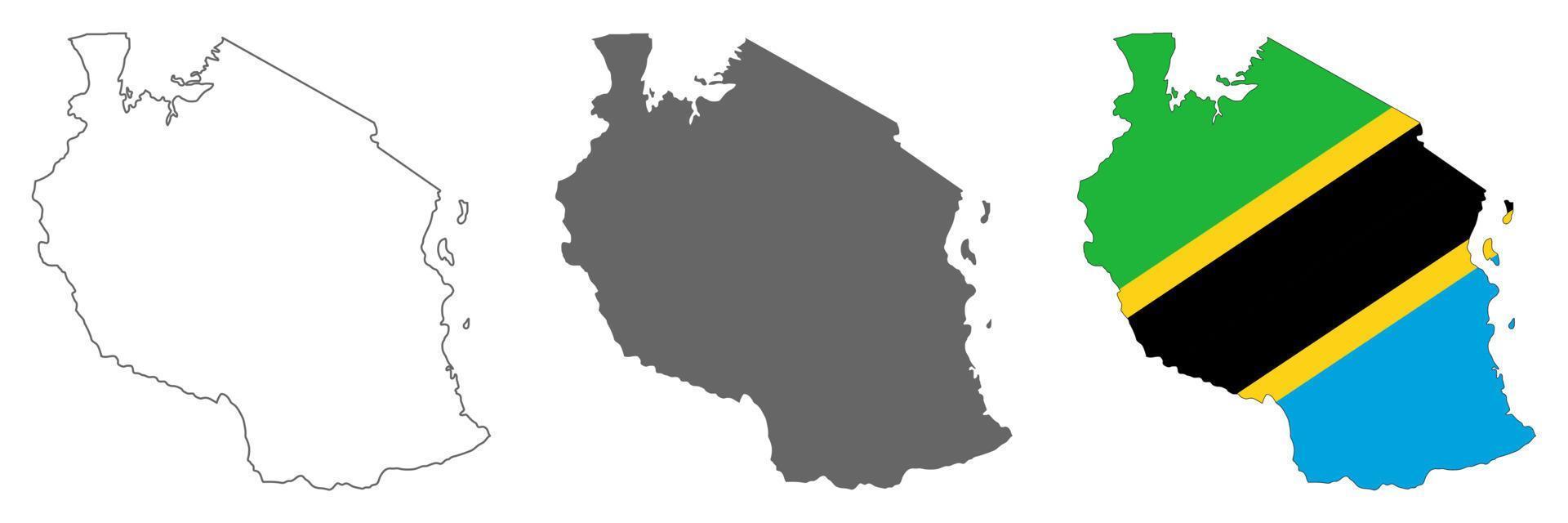 Sehr detaillierte Tansania-Karte mit auf dem Hintergrund isolierten Grenzen vektor