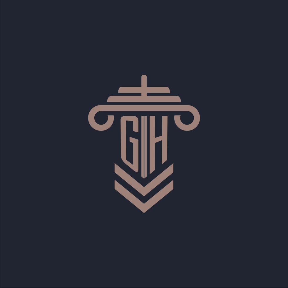 gh första monogram logotyp med pelare design för lag fast vektor bild