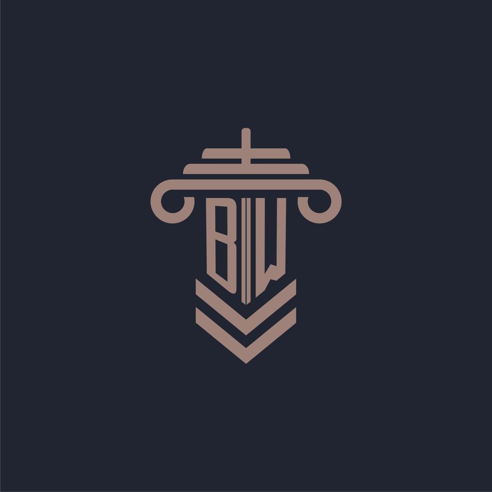 bw första monogram logotyp med pelare design för lag fast vektor bild