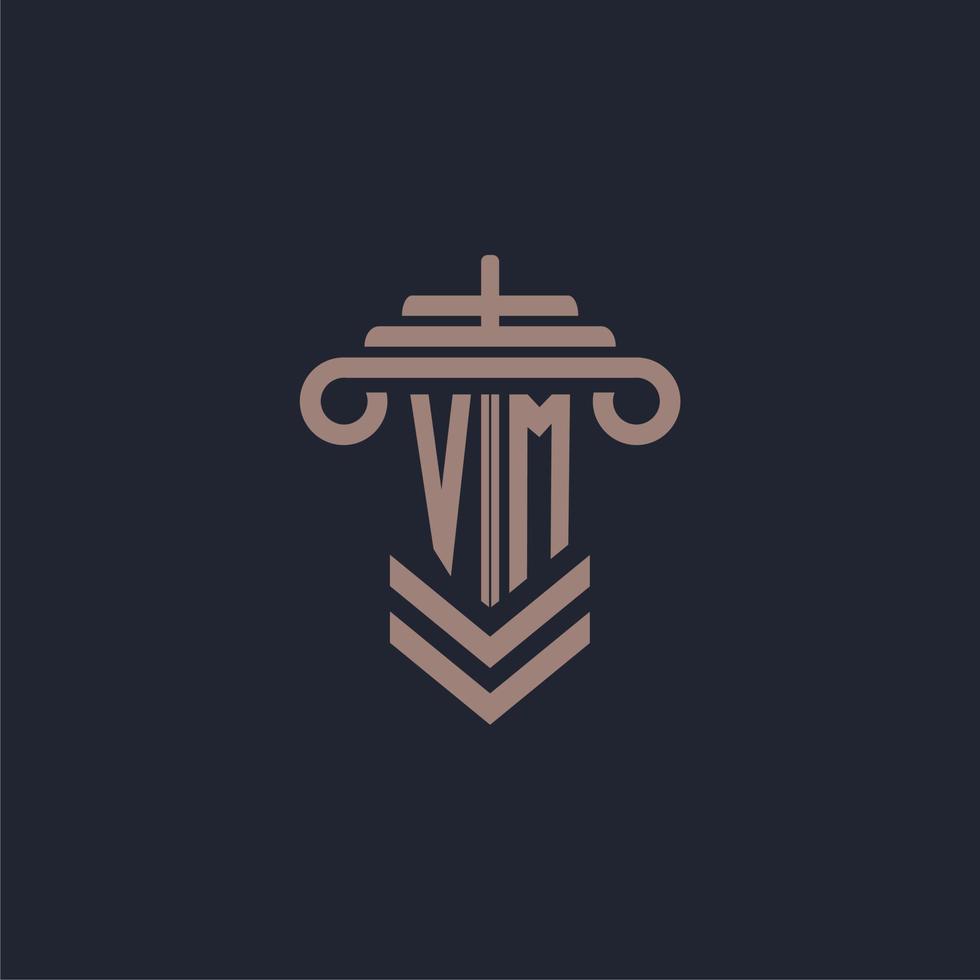 vm första monogram logotyp med pelare design för lag fast vektor bild