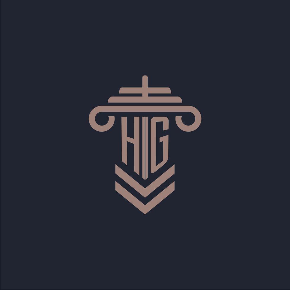 hg Anfangsmonogramm-Logo mit Säulendesign für Anwaltskanzlei-Vektorbild vektor