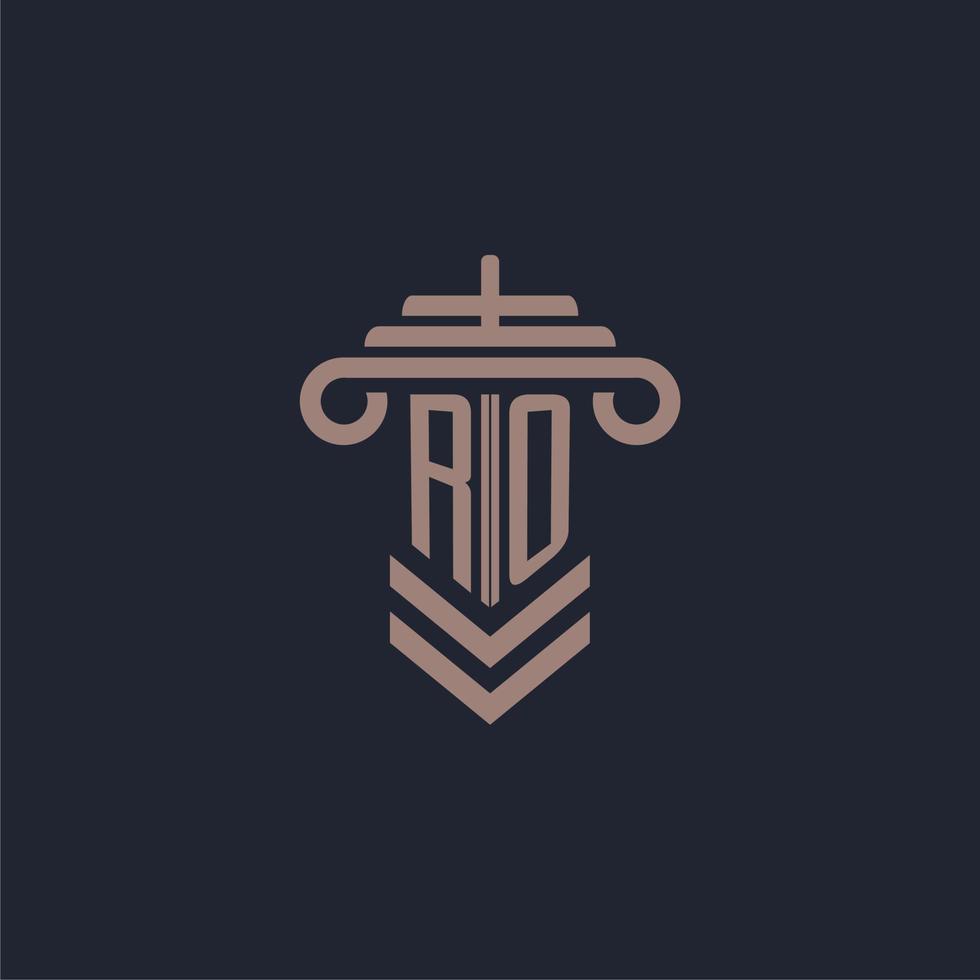 ro Anfangsmonogramm-Logo mit Säulendesign für Anwaltskanzlei-Vektorbild vektor