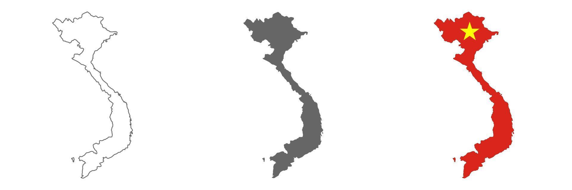 mycket detaljerad vietnamkarta med gränser isolerade på bakgrunden vektor